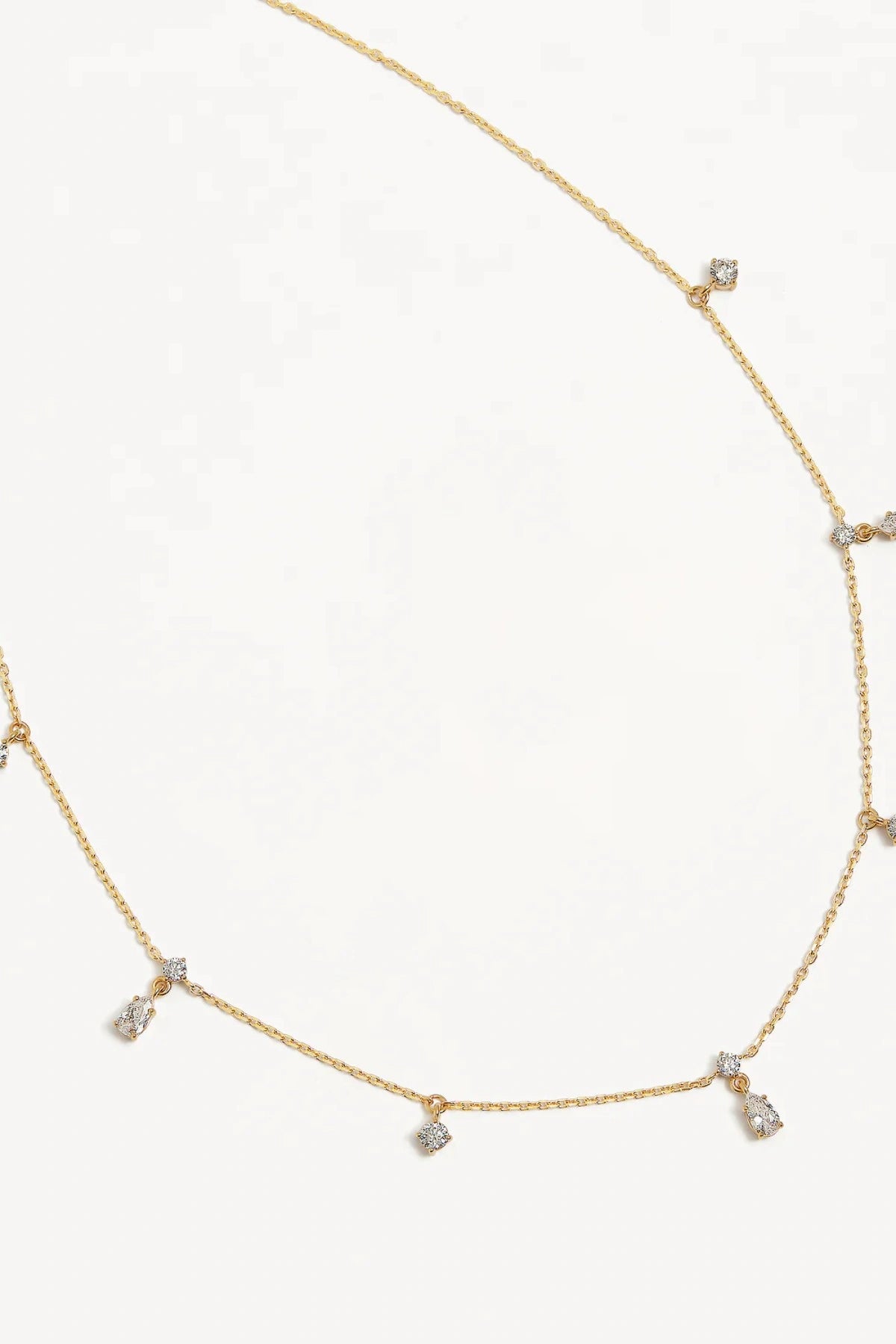 No Rain, No Flowers Choker by By Charlotte, 18k gold vermeil fine chain choker with sparkling cubic zirconias inspired by dewdrops.
