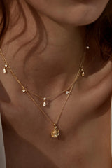 No Rain, No Flowers Choker by By Charlotte, 18k gold vermeil fine chain choker with sparkling cubic zirconias inspired by dewdrops.
