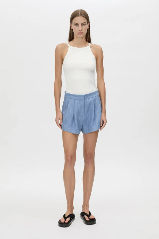 Noguchi Short Royal Blue by Camilla and Marc, chic tailored shorts with a polished fit, perfect paired with the matching vest for a trendy set.