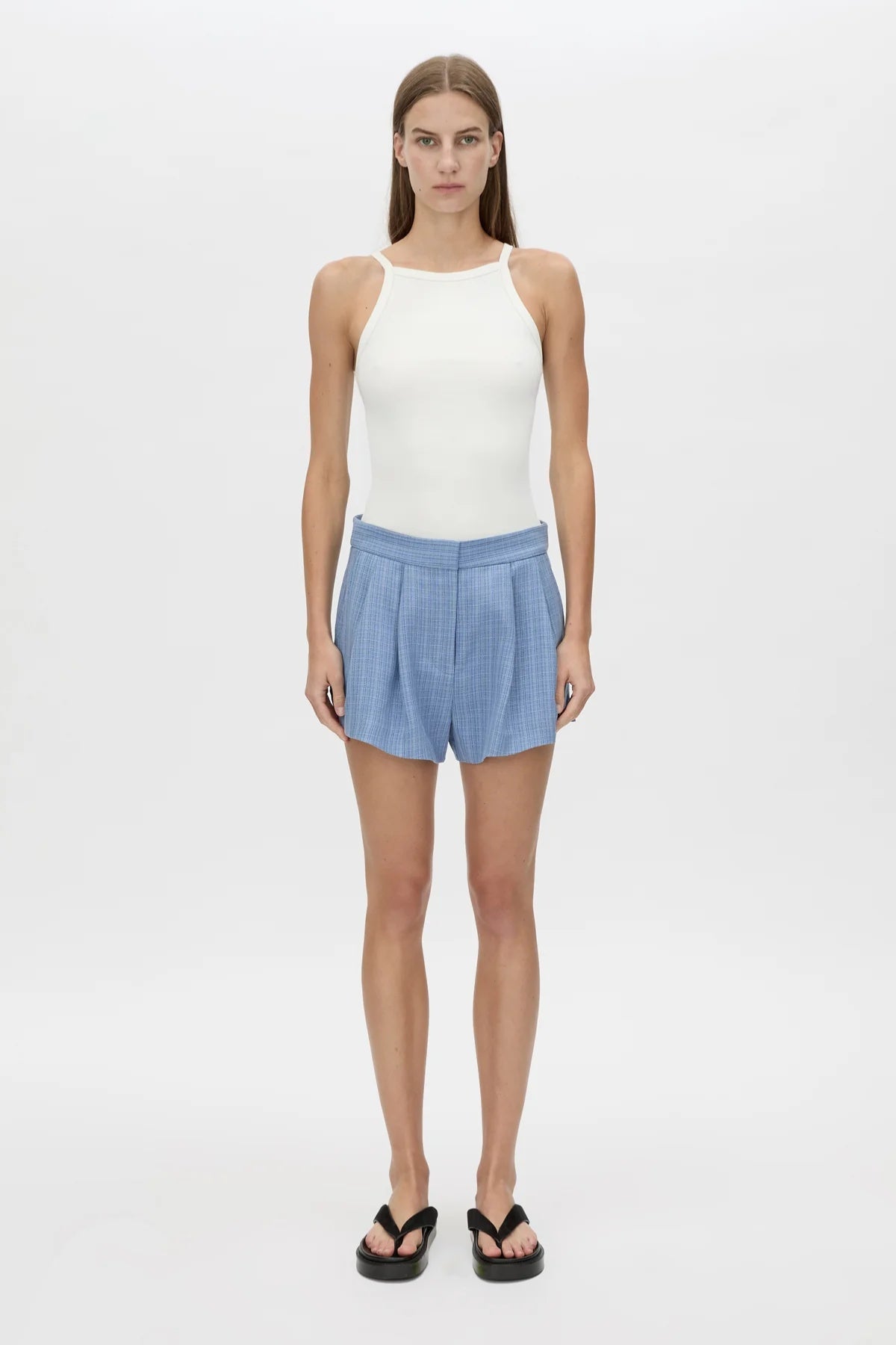 Noguchi Short Royal Blue by Camilla and Marc, chic tailored shorts with a polished fit, perfect paired with the matching vest for a trendy set.