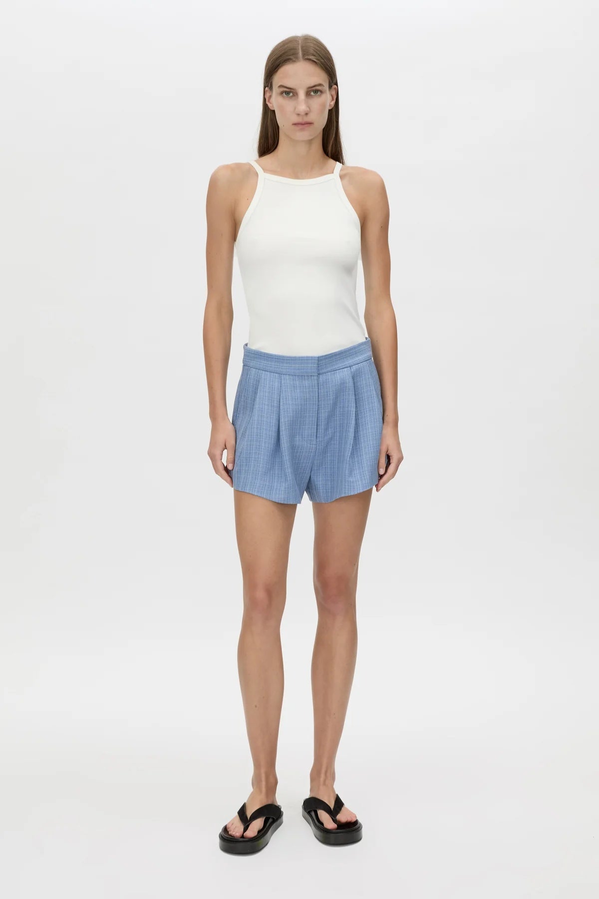 Noguchi Short Royal Blue by Camilla and Marc, chic tailored shorts with a polished fit, perfect paired with the matching vest for a trendy set.