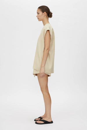 Noguchi Vest by Camilla and Marc, oversized belted vest with concealed buttons and clean tailoring for elevated modern layering.