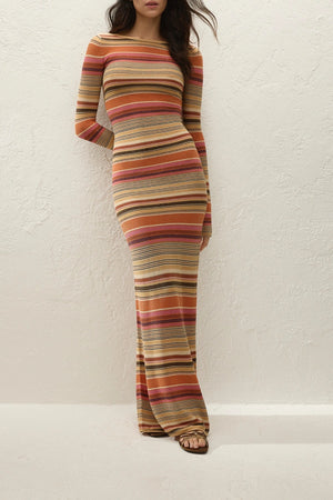Notturna Maxi Dress Murano Stripe by Faithfull the Brand – a fitted striped maxi with long sleeves. Perfect for effortless styling.