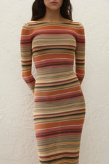 Notturna Maxi Dress Murano Stripe by Faithfull the Brand – a fitted striped maxi with long sleeves. Perfect for effortless styling.