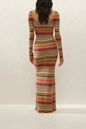 Notturna Maxi Dress Murano Stripe by Faithfull the Brand – a fitted striped maxi with long sleeves. Perfect for effortless styling.