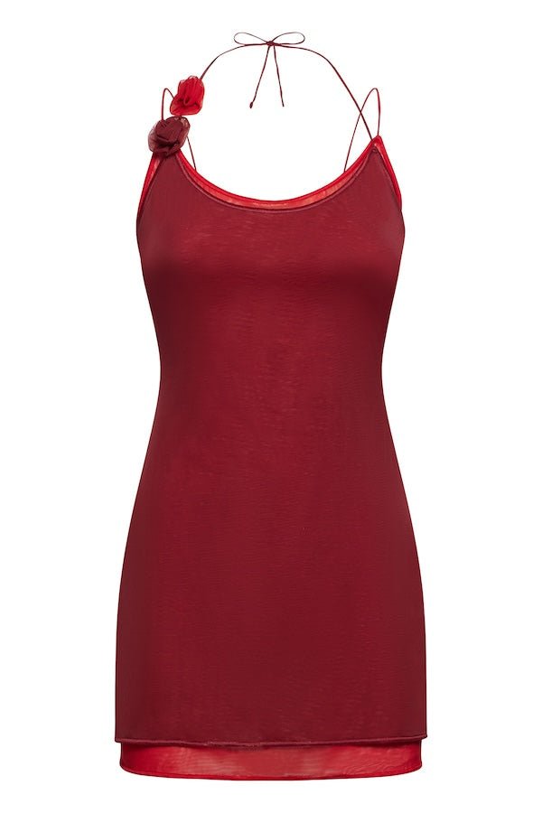 Rose Mini Dress Merlot Red by Oséree – A timeless, flattering mini dress in rich merlot, perfect for stylish evenings and special occasions with effortless elegance.