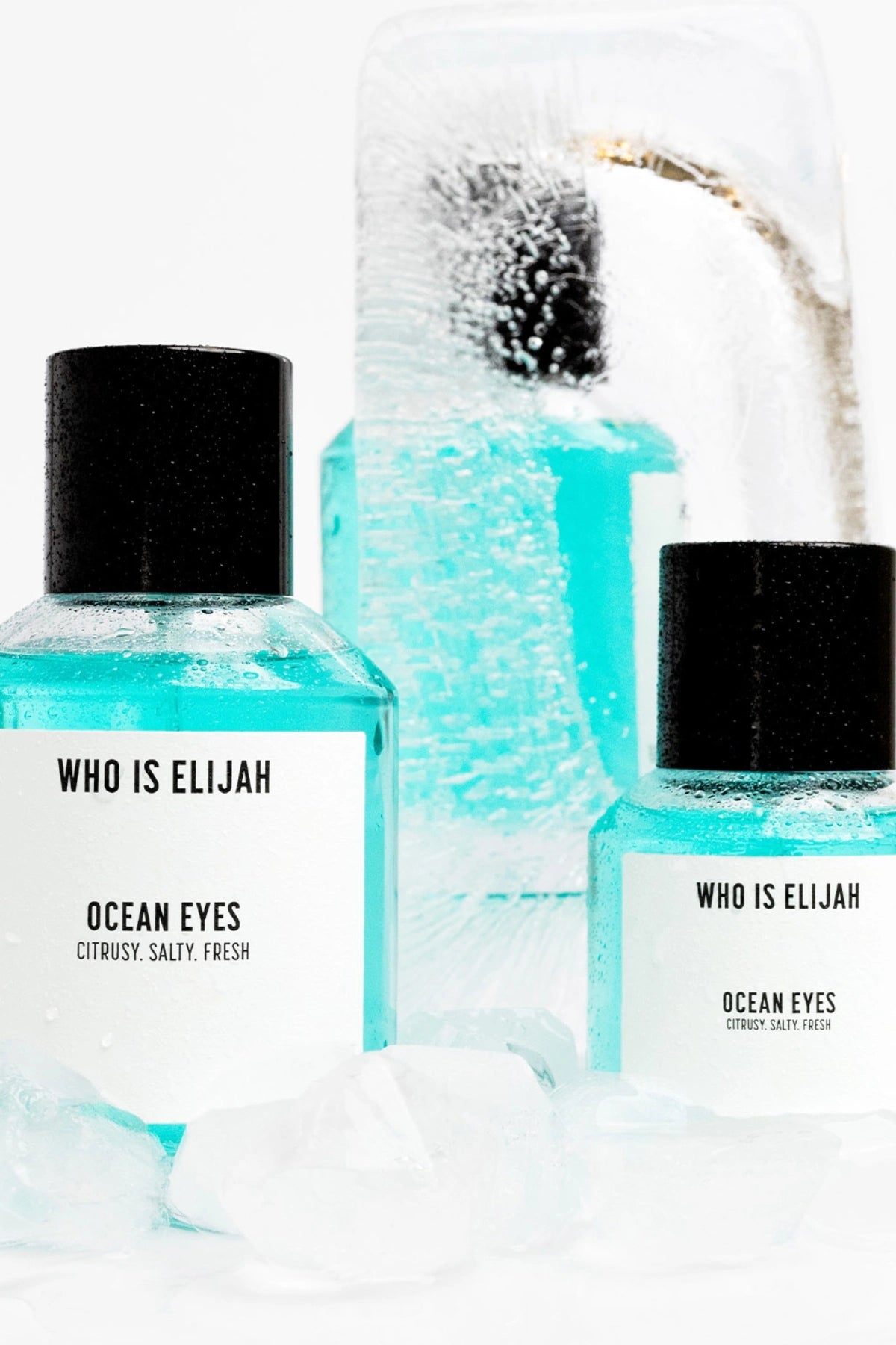 Ocean Eyes 50ML by Who Is Elijah, a refreshing citrus and aquatic fragrance with musk and amberwood undertones.