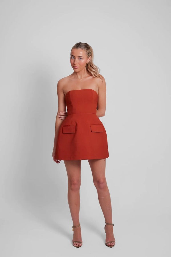 Odd Muse | The Ultimate Muse Strapless Dress Rust | Girls With Gems