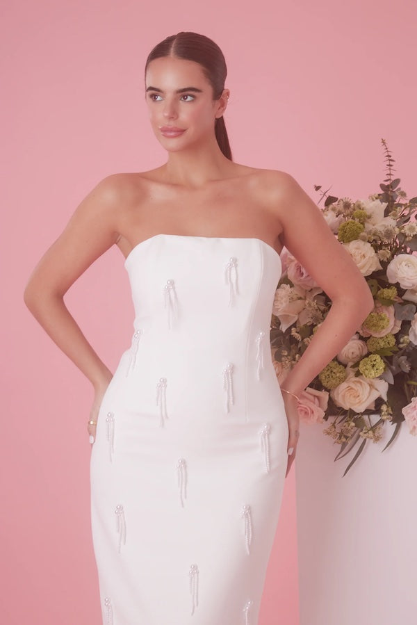 Odd Muse | The Ultimate Muse Embellished Midi Dress White | Girls with Gems