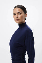 On & On Maxi Dress Sapphire by Mossman - blue maxi dress with batwing sleeves and gathered waist, designed for an elegant modern look.