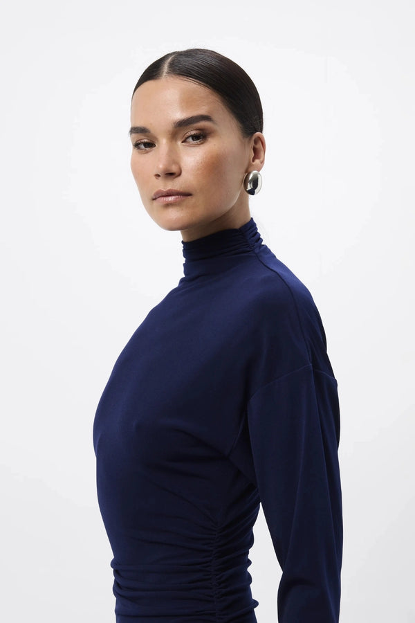 On & On Maxi Dress Sapphire by Mossman - blue maxi dress with batwing sleeves and gathered waist, designed for an elegant modern look.