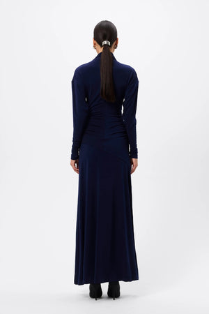 On & On Maxi Dress Sapphire by Mossman - blue maxi dress with batwing sleeves and gathered waist, designed for an elegant modern look.