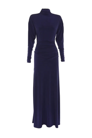 On & On Maxi Dress Sapphire by Mossman - blue maxi dress with batwing sleeves and gathered waist, designed for an elegant modern look.