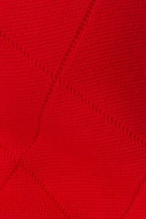 Onte Aldara Shorts in red cotton with diamond pointelle knit, mini length, and slight A-line fit.
