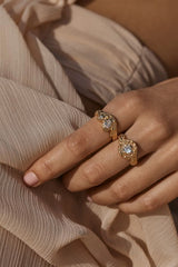 Onyx Ring by Amber Sceats - gold textured ring with round crystal detail, designed for a bold elevated statement.