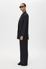 Orban Double Breasted Blazer Navy Pinstripe by Camilla and Marc - oversized blazer with pinstripe design and peaked lapel, designed for a tailored modern look.