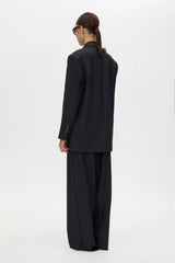 Orban Double Breasted Blazer Navy Pinstripe by Camilla and Marc - oversized blazer with pinstripe design and peaked lapel, designed for a tailored modern look.