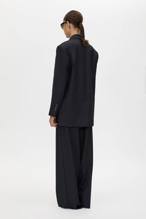 Orban Double Breasted Blazer Navy Pinstripe by Camilla and Marc - oversized blazer with pinstripe design and peaked lapel, designed for a tailored modern look.