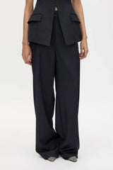 Orban Manstyle Wide Leg Pant Navy Pinstripe by Camilla and Marc - wide leg tailored pants with pinstripe design, designed for a relaxed modern fit.