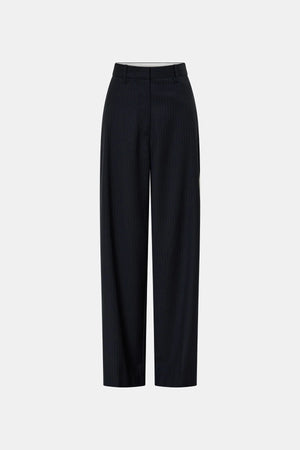 Orban Manstyle Wide Leg Pant Navy Pinstripe by Camilla and Marc - wide leg tailored pants with pinstripe design, designed for a relaxed modern fit.