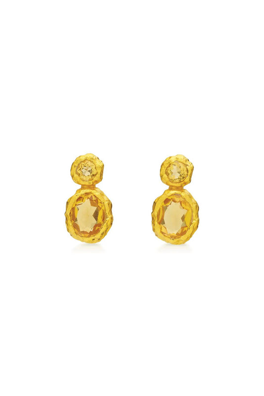 Oriveto Earrings by Amber Sceats, handcrafted in Italy with citrine cubic zirconia and 24K gold plating for radiant, day-to-night elegance.