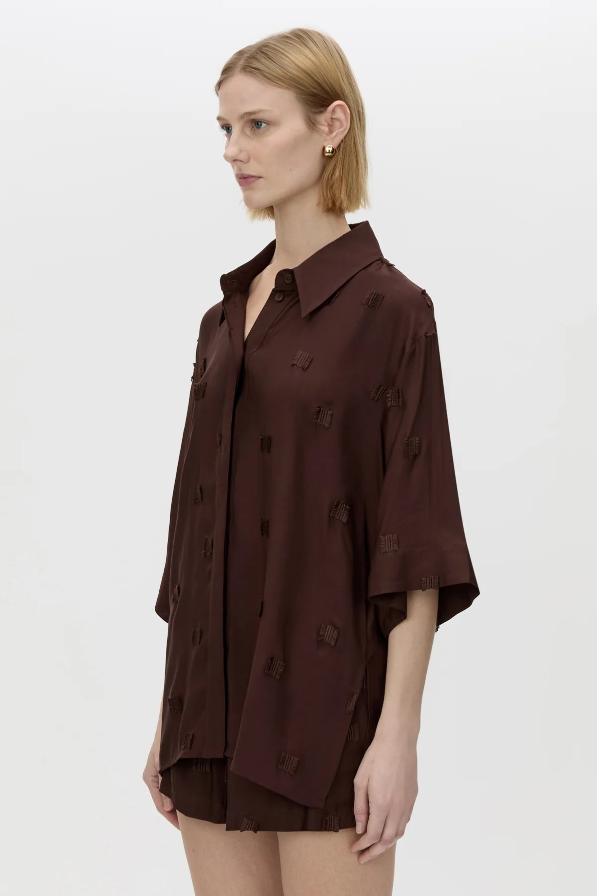 Ottilie 2.0 Short by Camilla and Marc, embroidered mid-rise shorts with elastic waistband and relaxed fit, a trendy piece perfect for polished warm-weather styling.