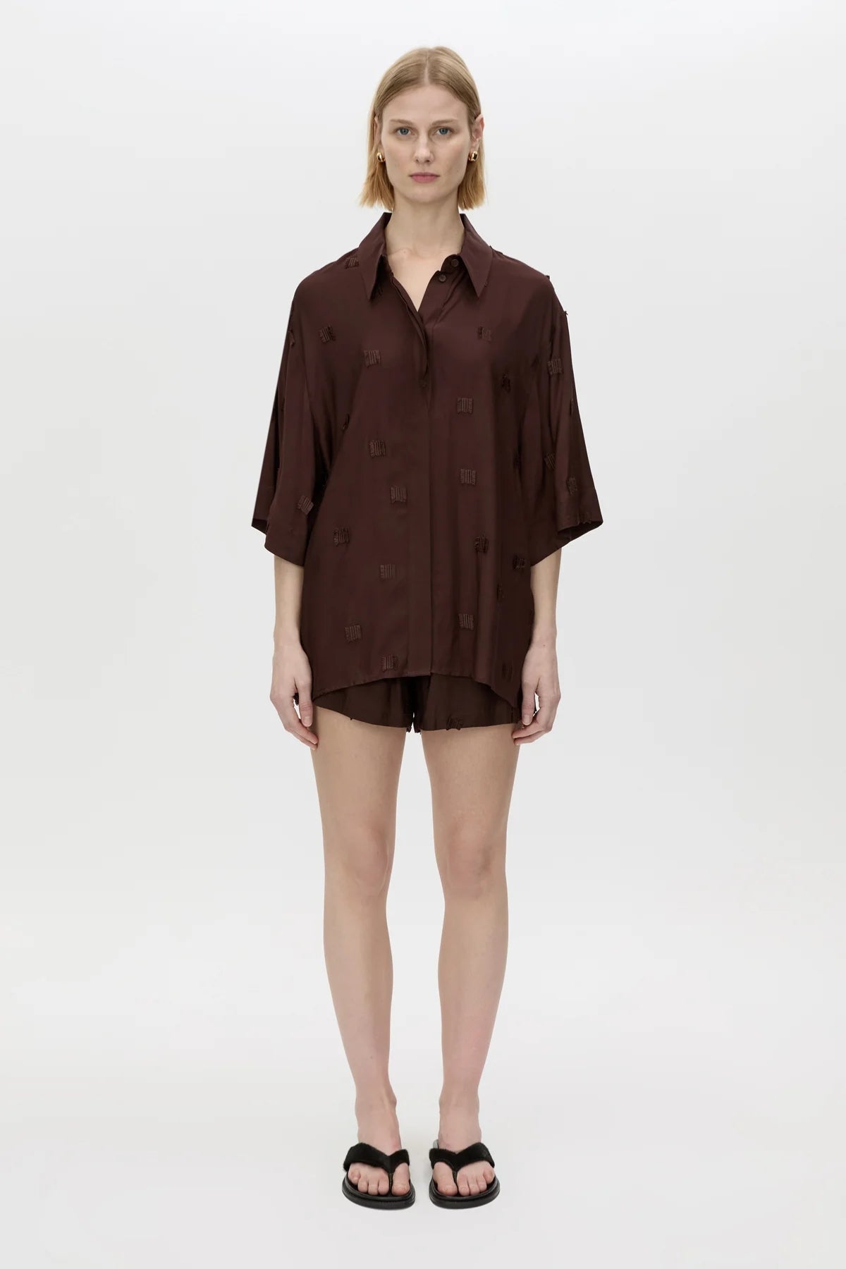 Ottilie 2.0 Short by Camilla and Marc, embroidered mid-rise shorts with elastic waistband and relaxed fit, a trendy piece perfect for polished warm-weather styling.