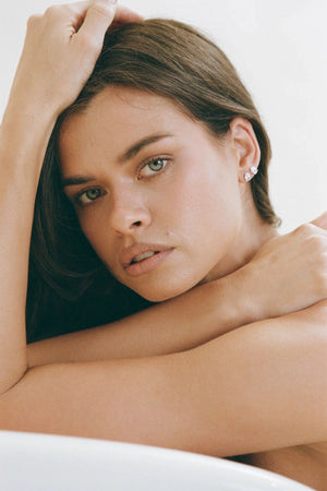 Oval Studs Silver Clear by Porter Jewellery, oval-cut cubic zirconia stud earrings designed for timeless everyday wear.