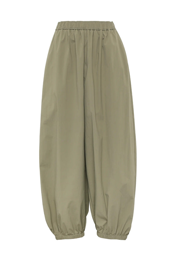 Overturn Pant Fern by Mossman - relaxed balloon leg pants in lightweight technical nylon with elastic waist, perfect for modern elevated styling.