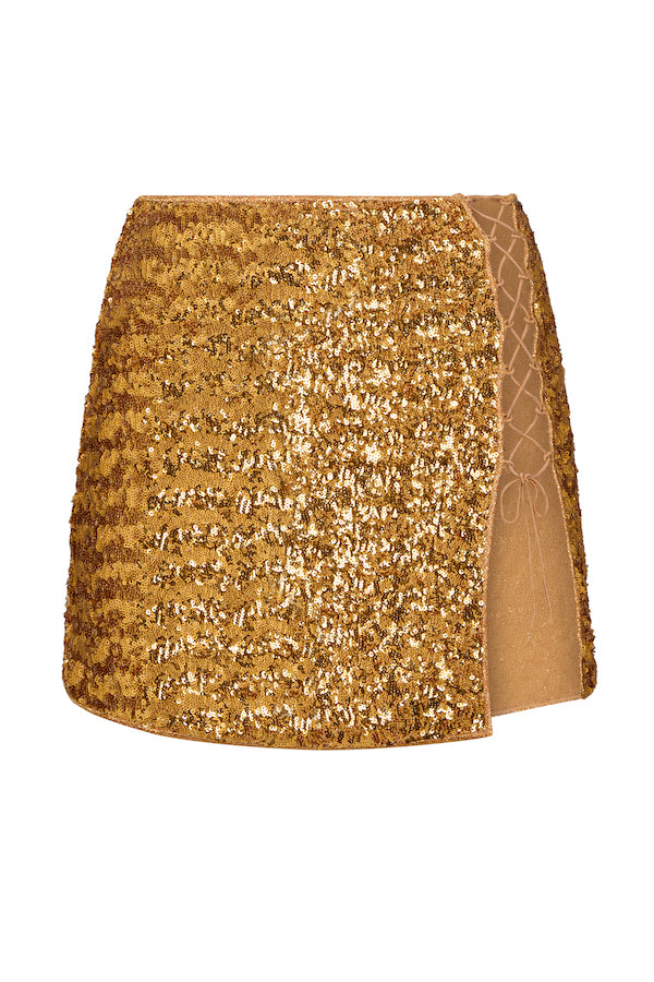 Oséree | Paillettes Lace Mini Skirt Ambra | Girls with Gems