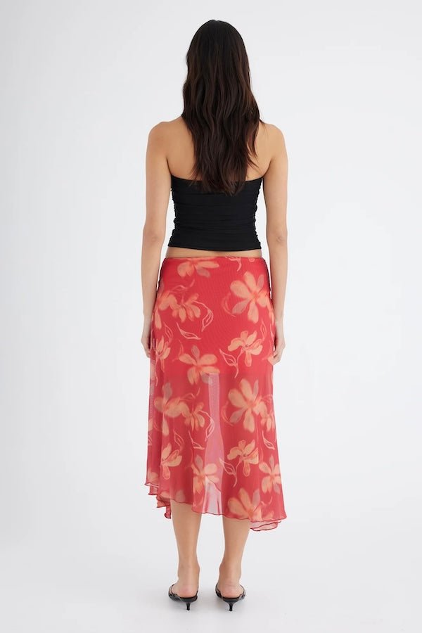 Holly Strapless Top Black by Benni — Stretchy breathable mesh with a secure fit, fully lined, featuring an elegant chiffon ruffle down the center front.