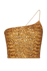 Paillettes Top Ambra by Oséree, shimmering polyester blend with a flattering fit, perfect for trendy parties and making a viral statement at events.