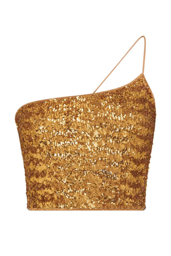 Paillettes Top Ambra by Oséree, shimmering polyester blend with a flattering fit, perfect for trendy parties and making a viral statement at events.