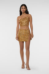 Paillettes Top Ambra by Oséree, shimmering polyester blend with a flattering fit, perfect for trendy parties and making a viral statement at events.