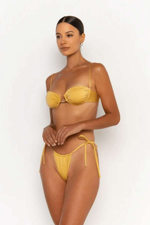 Paloma Bottom Lusso by Sommer Swim, tie side bikini bottoms with brazilian cut. Perfect for beach days or mix and match swim looks.