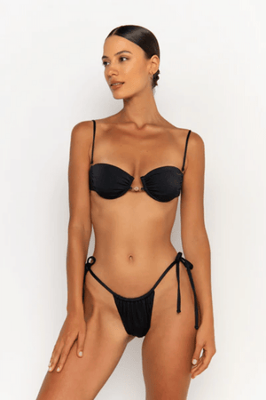 Paloma Bottom Nero by Sommer Swim, tie side bikini bottoms with brazilian cut. Perfect for beach days or mix and match swim looks.
