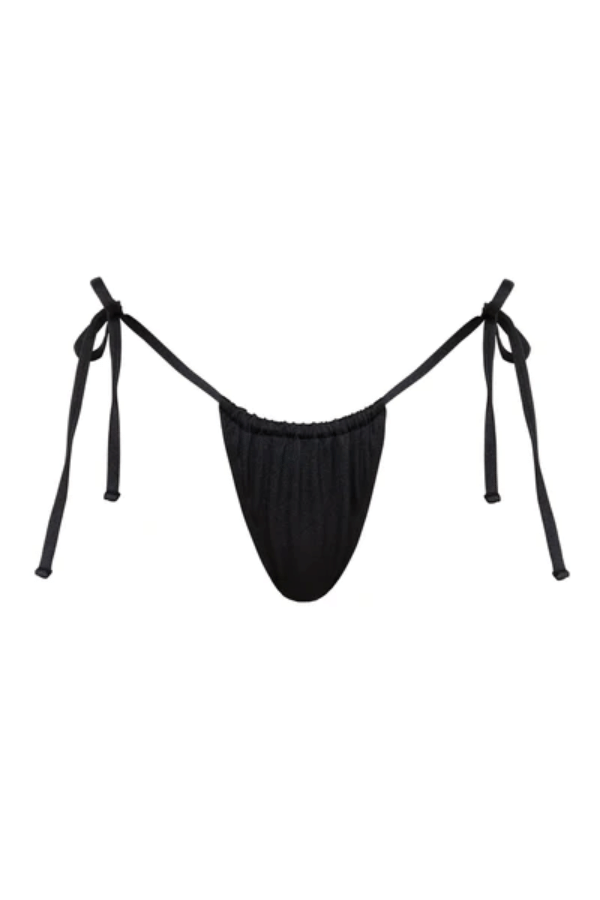 Paloma Bottom Nero by Sommer Swim, tie side bikini bottoms with brazilian cut. Perfect for beach days or mix and match swim looks.