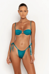 Paloma Tie Side Bikini Bottoms Blue Fondale by Sommer Swim, tie side bottoms with brazilian cut. Perfect for beach days or mix and match swim looks.
