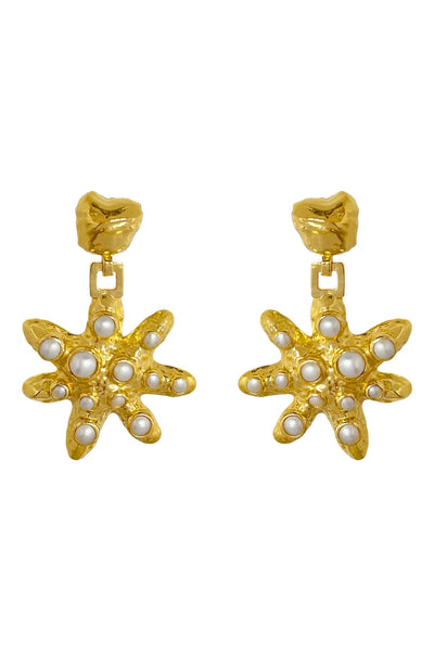Pari Earrings Gold by Mountain and Moon – gold plated statement earrings with bold design. Perfect for elevated styling.