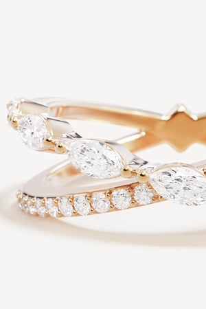 Path to You Ring by By Charlotte – 18k gold vermeil crossover ring with double bands and sparkling cubic zirconias symbolising connection.