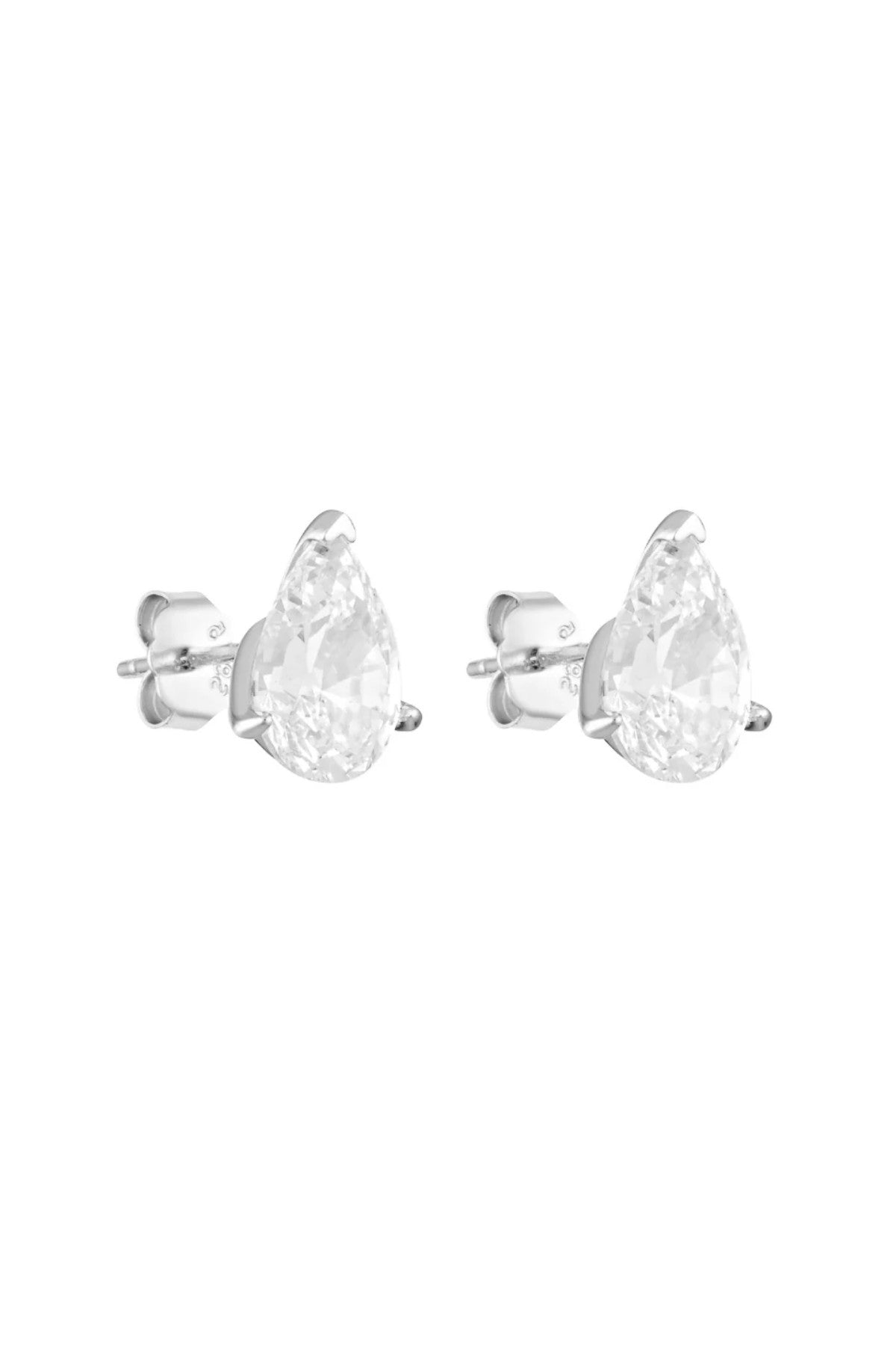 Pear Studs 2CT by Porter Jewellery — silver oval-cut CZ studs with a brilliant diamond-like shine, perfect for timeless everyday elegance.