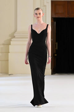 Pearl Gown Black by Effie Kats, a ruched sweetheart silhouette with thin straps. Perfect for weddings, bridesmaids, or romantic evenings.