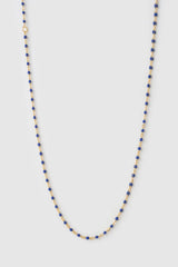 Peggy Necklace Blueberry by Arms of Eve, a dainty gold chain with blueberry enamel beads, perfect for summer layering and open-back looks.