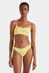 Phoebe Bikini Butter by Hunza G - crinkle bikini with twisted straps and medium coverage, designed for a clean sculpted silhouette.