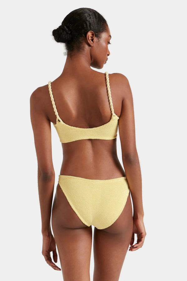 Phoebe Bikini Butter by Hunza G - crinkle bikini with twisted straps and medium coverage, designed for a clean sculpted silhouette.