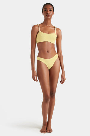 Phoebe Bikini Butter by Hunza G - crinkle bikini with twisted straps and medium coverage, designed for a clean sculpted silhouette.