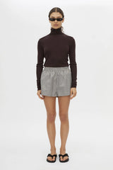Pierce Check Short Birch Check by Camilla and Marc - relaxed mini short in birch check with elastic waist and pockets, perfect for chic everyday styling.