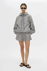 Pierce Check Short Birch Check by Camilla and Marc - relaxed mini short in birch check with elastic waist and pockets, perfect for chic everyday styling.