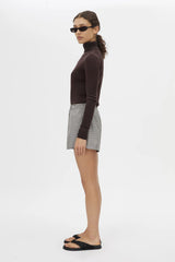 Pierce Check Short Birch Check by Camilla and Marc - relaxed mini short in birch check with elastic waist and pockets, perfect for chic everyday styling.