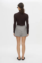 Pierce Check Short Birch Check by Camilla and Marc - relaxed mini short in birch check with elastic waist and pockets, perfect for chic everyday styling.